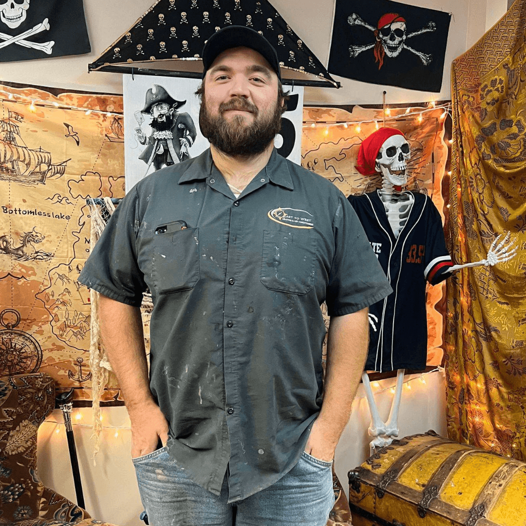 Nate Simond at community event, showing East to West HVAC's commitment to local involvement