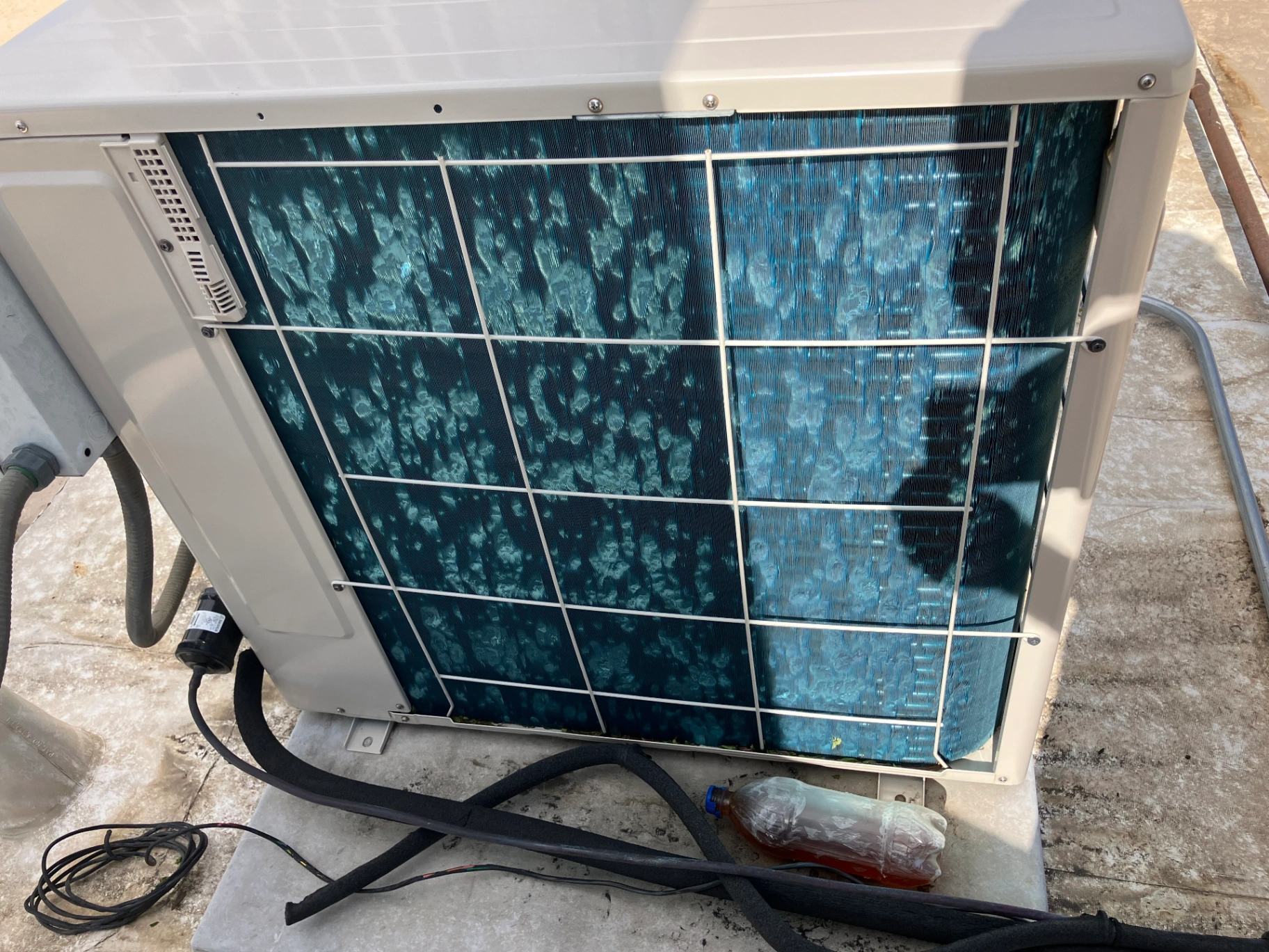 Dirty AC evaporator coils requiring professional cleaning and maintenance service