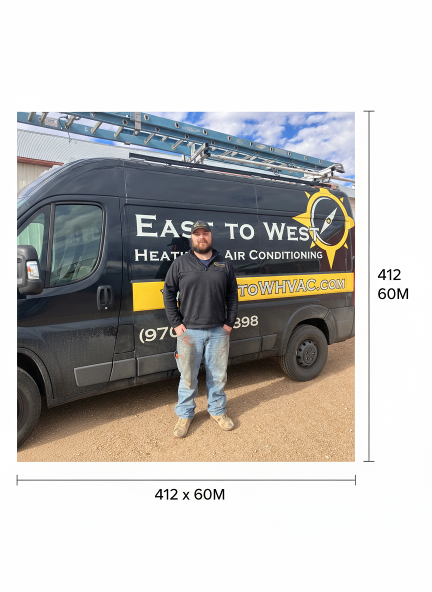 HVAC technician working on furnace repair in Greeley Colorado