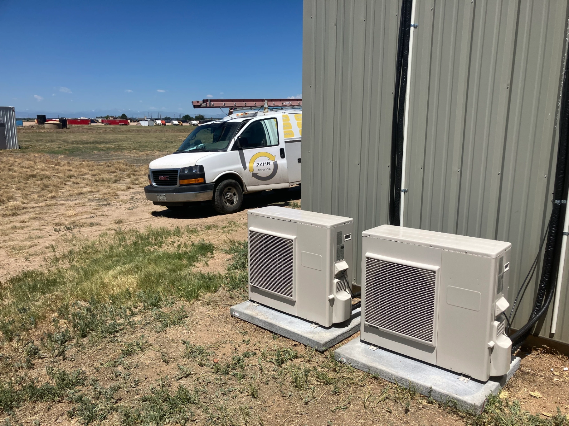 Multiple outdoor mini-split units for commercial building installation